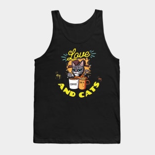 Love coffee, cats and tea Tank Top